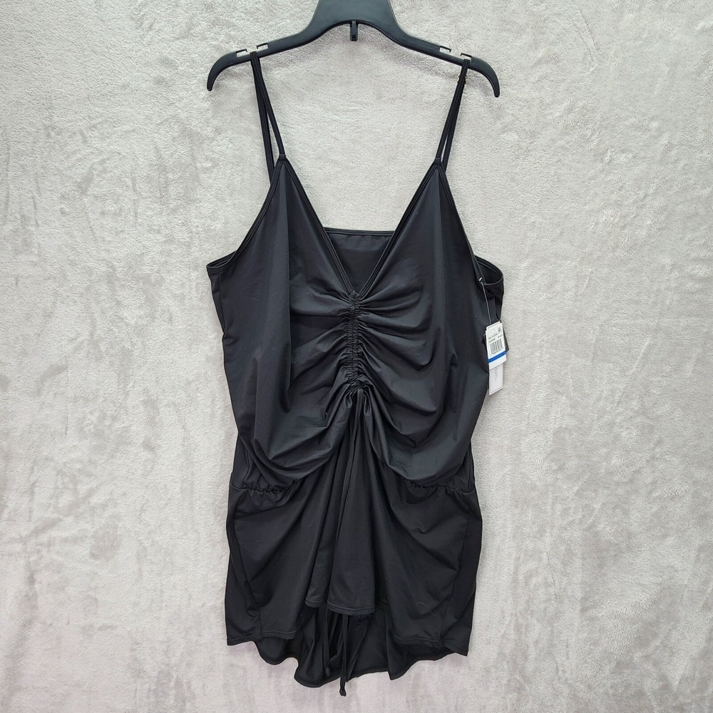 Salt + Cove Swim Cover Up Womens Sz XL Black Romper Adjustable Straps Drawstring